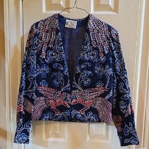 Blue and Red Patterned Jacket